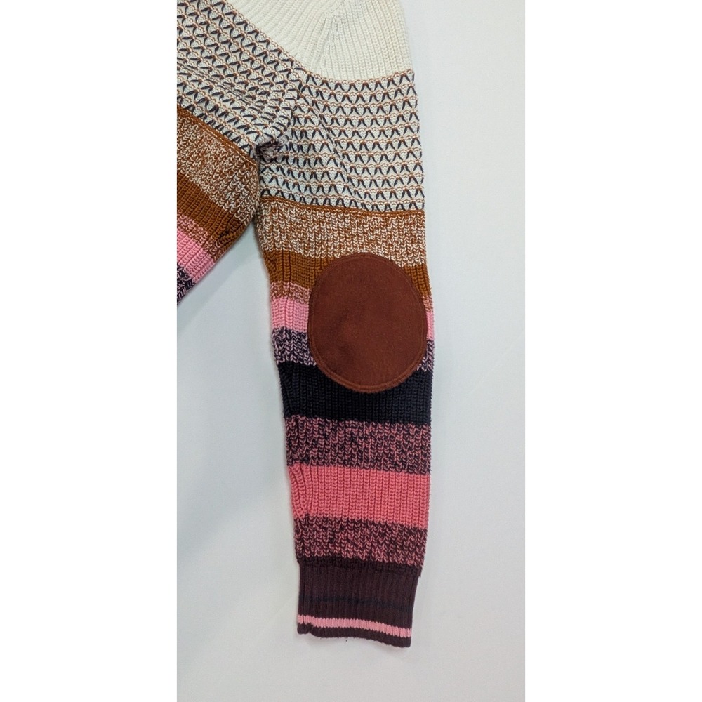 Talbots Sweater Womens XLP Multi-Color Striped Elbow Patch Knit Pullover - Picture 7 of 7